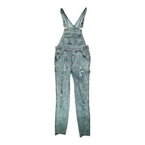 Hot & Delicious Overalls Women's Sz M Distressed Acid Wash Skinny Leg Fit